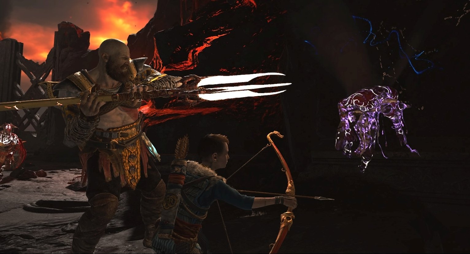 Atreus and Kratos in the Musphelheim Trials