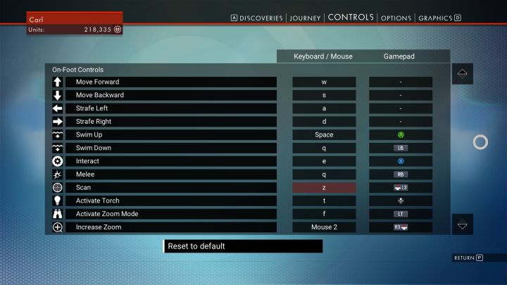 No Man's Sky Controls for PC Xbox Controller and PS4