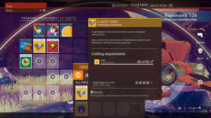 How to make carite sheets in No Man's Sky