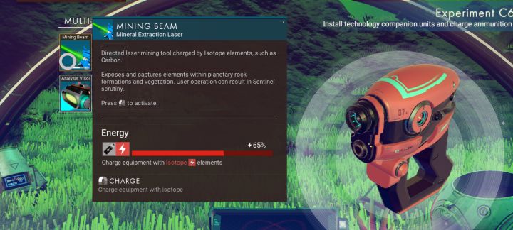 Refuel the mining beam and life support in No Man's Sky