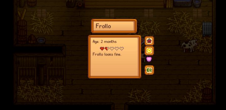 Raising hearts for cows in Stardew Valley