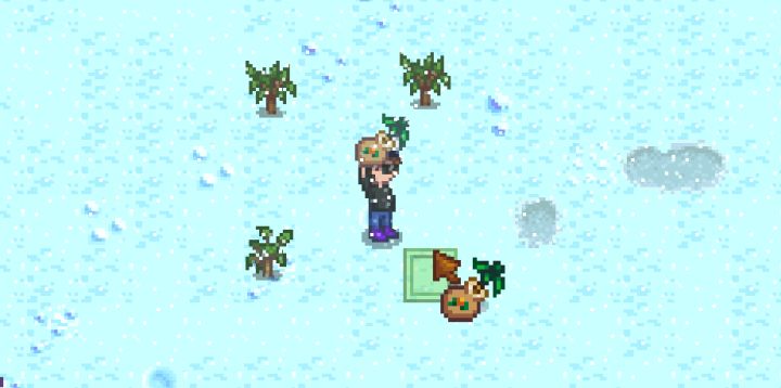 Planting fruit trees to make an orchard in Stardew Valley