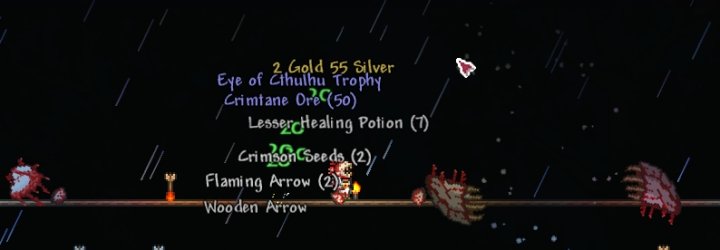 Eye of Cthulhu loot in Terraria