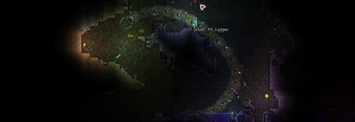 The Eater of Worlds Corruption Boss is Summoned in Terraria