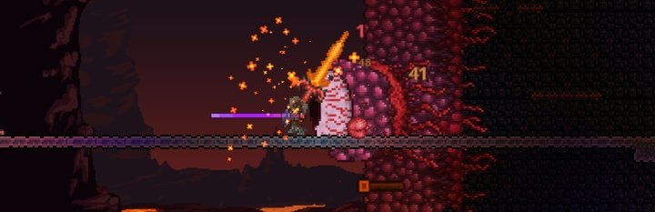 The wall of flesh shoots eye lasers at my character in Terraria