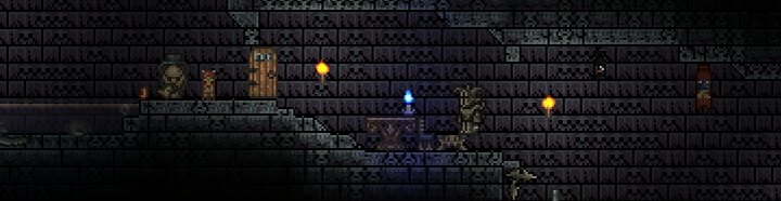 A Water Candle placed on a table in the Dungeon