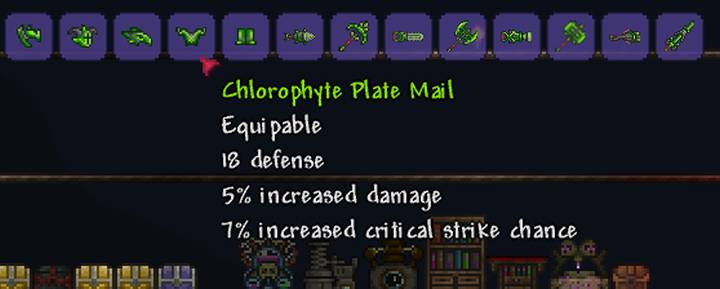 Chlorophyte Armor and Weapons take a lot of bars, but Chlorophyte is also used in the production of Spectre and Shroomite bars.