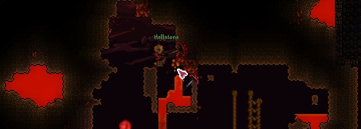 Mining Hellstone without an Obsidian Skin Potion