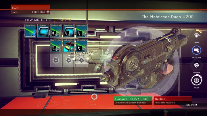 Buying an upgraded multi-tool with more slots in No Man's Sky
