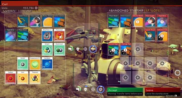 Repairing a crashed ship in No Man's Sky