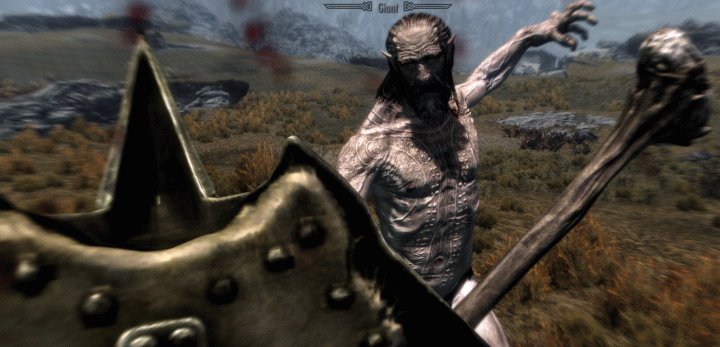 Blocking a Giant's attack with a Shield in The Elder Scrolls V: Skyrim