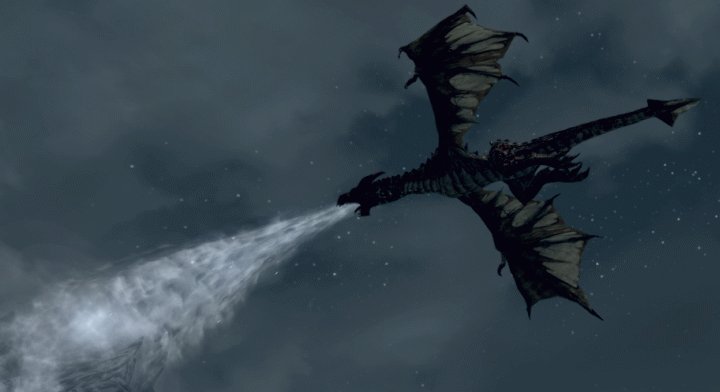 Skyrim Dragons: A dragon in flight