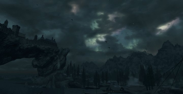 A city landscape shot in Skyrim