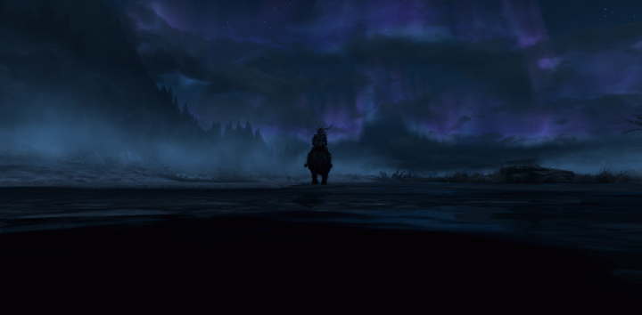 Riding off into the night on a horse. A beautiful shot.