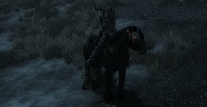 Skyrim's Shadowmere, a black horse rewarded for completing the Dark Brotherhood quest line.