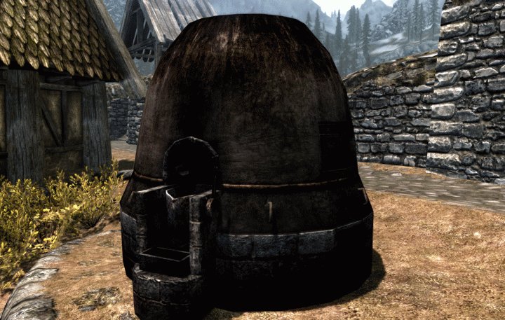 Skyrim's Ore Smelters will let you make the ingots you need to craft gear
