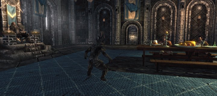 A Master of Skyrim's Sneak skill can hide in plain sight