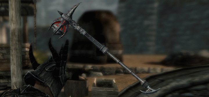 A Daedric Warhammer Two-Hander in Skyrim