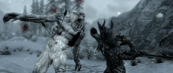Killing a troll with a two-handed weapon in Skyrim