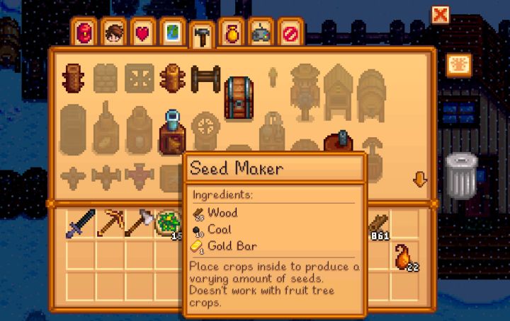 Crafting a Seed Maker in Stardew Valley