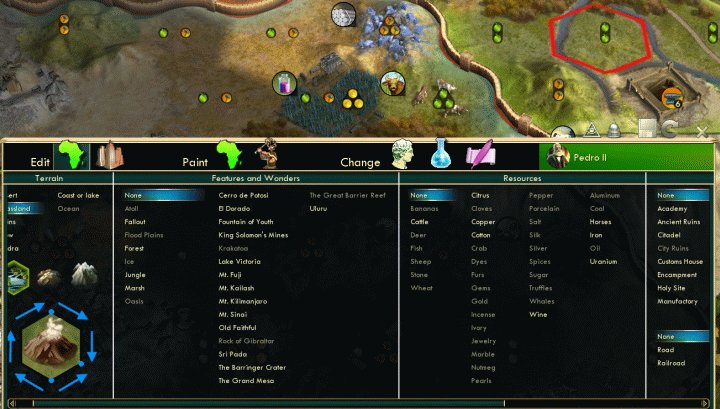 The Ingame Editor lets you change the terrain, among other things in Civilization 5