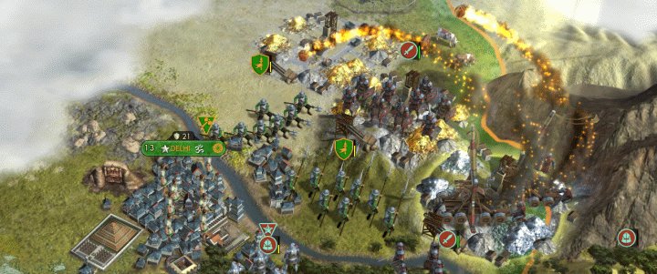 Attacking a Capital City with a Siege Engine to reduce its hit points in Civilization 5's Brave New World Expansion Pack