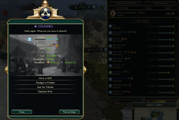 A City-State Alliance provides big bonuses to your Civ