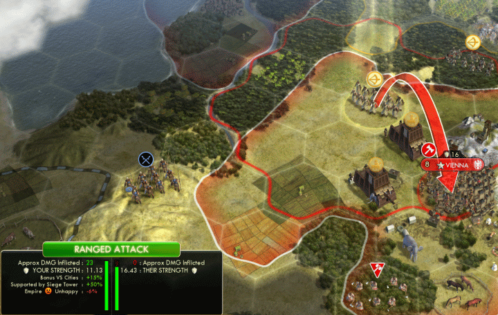 The Assyrian Siege Tower attacking a City in Civ 5 Brave New World