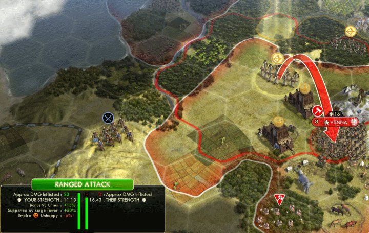 The Assyrian Siege Tower attacking a City in Civ 5 Brave New World