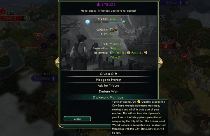 Austria's Diplomatic Marriage Ability will let you instantly Puppet or Annex a City-State.