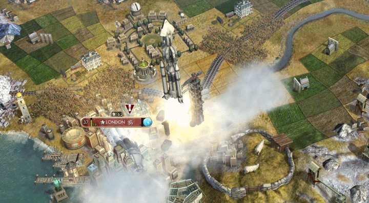 The Civ 5 Space Ship is completed and blasts off to another World