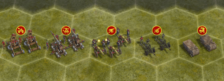 Siege Units in Civ 5 - Catapult, Trebuchet, Cannon, Artillery, and Rocket Artillery