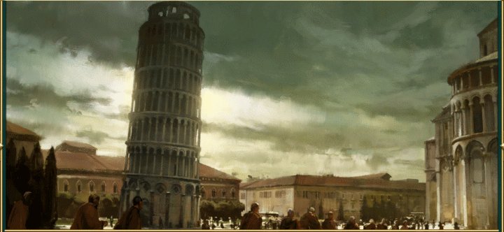 A Painting of the Leaning Tower of Pisa Wonder in Civilization 5 Brave New World and Gods and Kings