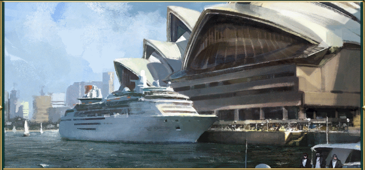 A Painting of the Sydney Opera House Wonder in Civilization 5 Brave New World and Gods and Kings
